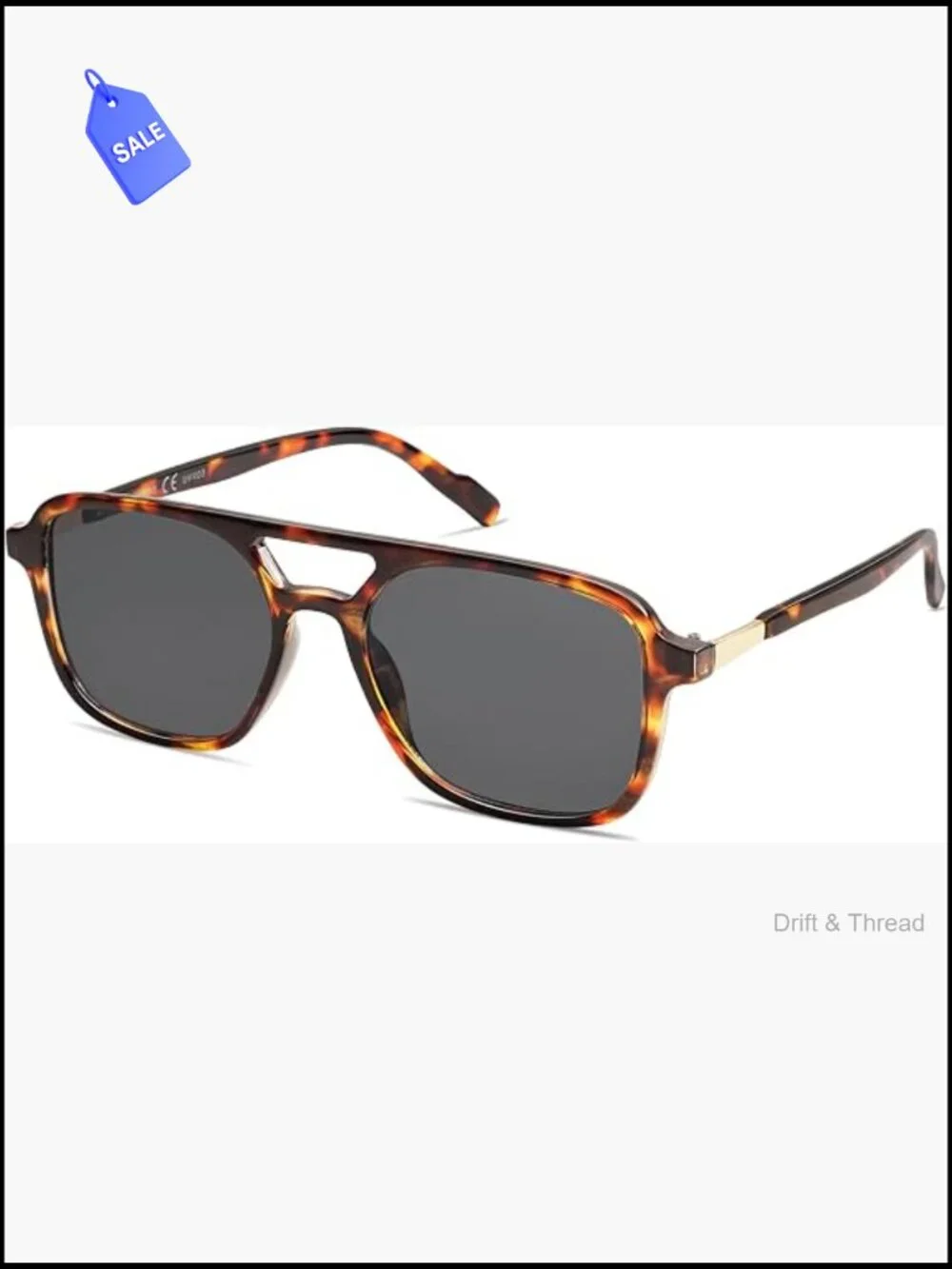 Retro Aviator Sunglasses Women Men UV400 Protection Trendy Rectangle Shades